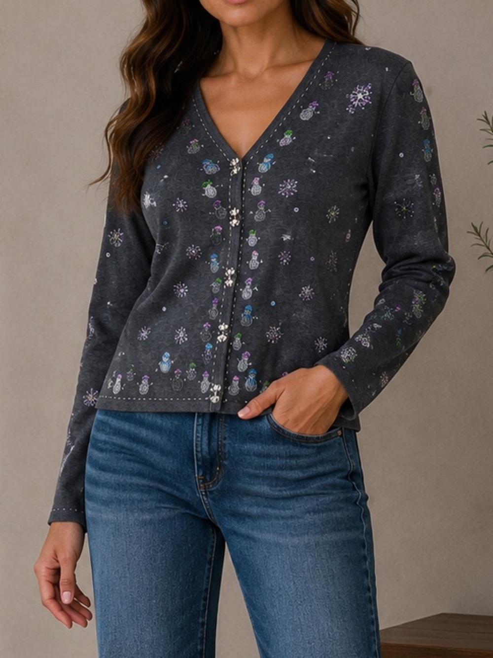 Vintage Christina Rotelli Christmas Cardigan Sweater